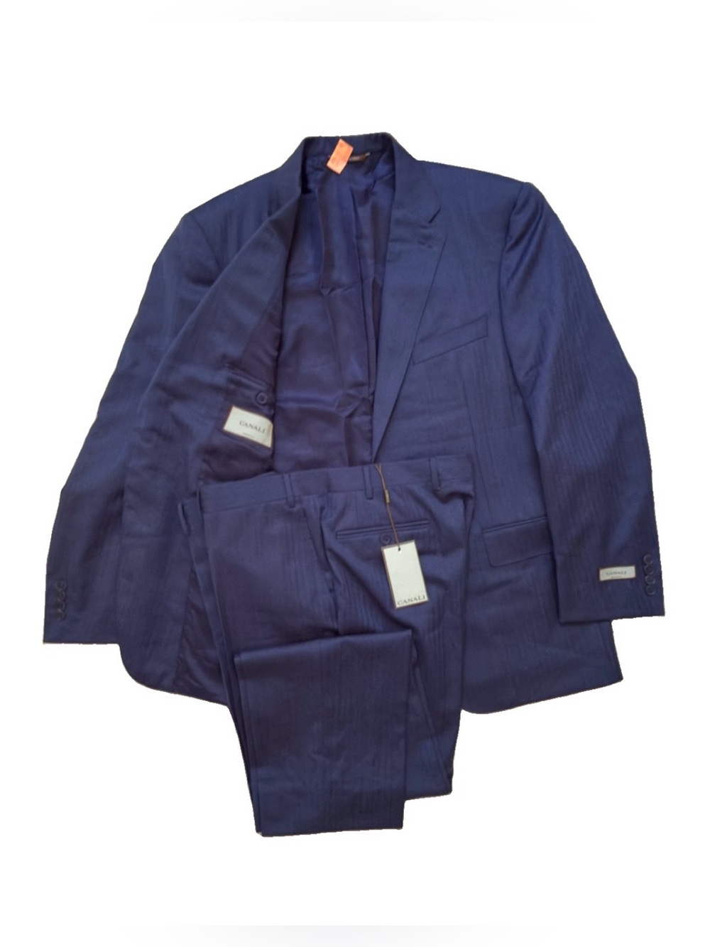 NWT Canali Kei Suit 56 7 R IT 46R US Luxury Blue Herringbone Wool Italy $2195